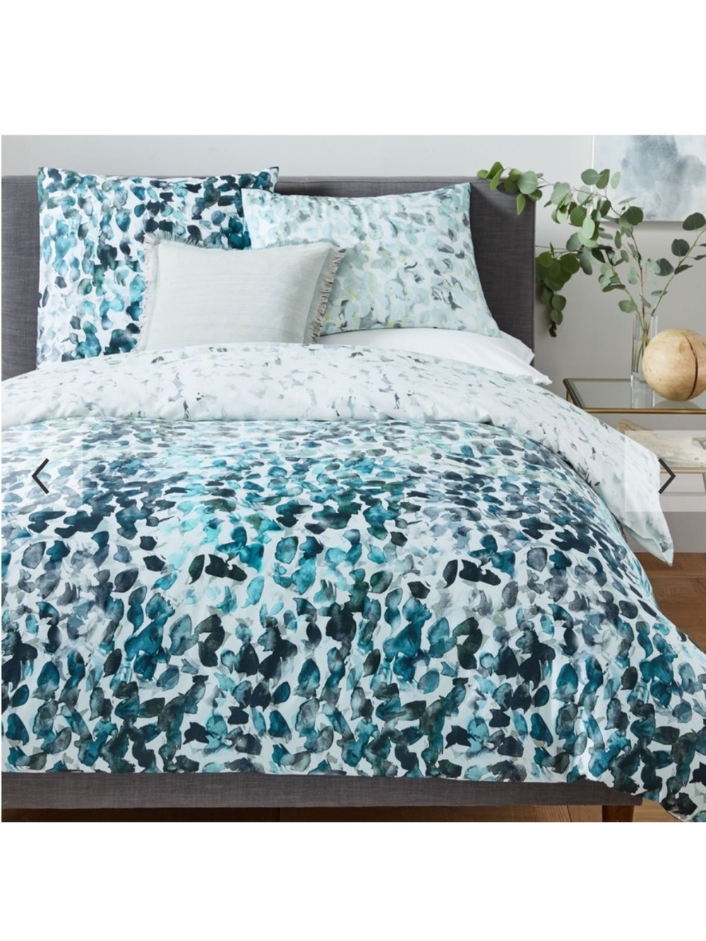 West Elm Fallen Petal King Duvet organic Cotton EUC SoHo Mod Vegan Nature